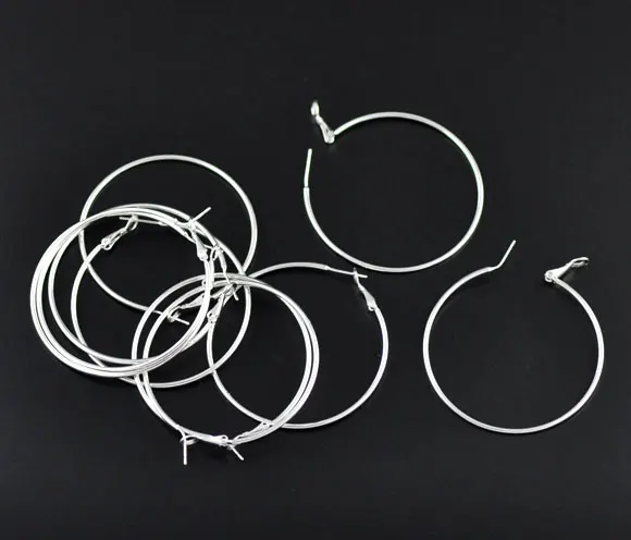5 Pairs Silver Plated Women Hoop Earrings 55x50mm (B09192) | Украшения и аксессуары