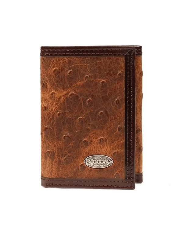 Nocona Belt N5487802 Tri-Fold Vintage Ostrich Wallet Brown - One Size |