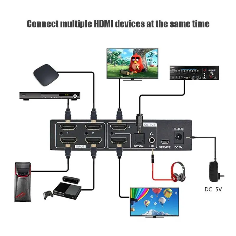 HDMI 18 Гбит/с 4x2 HDMI2.0 матричный коммутатор 4 K x 2 1080 P HD перфоратор Усилитель Поддержка