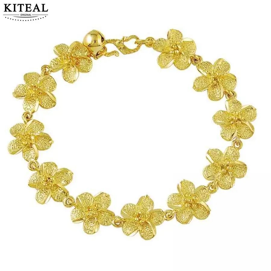 KITEAL 925 Новая красивая мода 24K GP золотой цвет женский лепесток золотые ювелирные