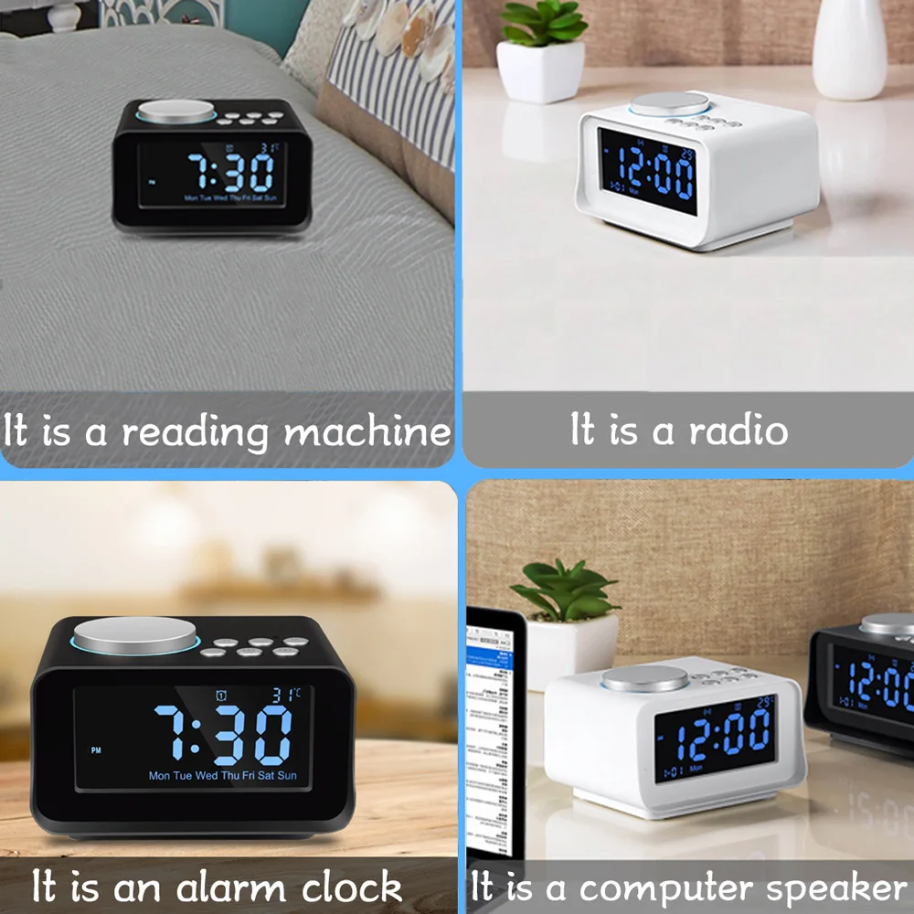 Us Plug портативный Bluetooth динамик с будильником Температурное время стерео звуковой