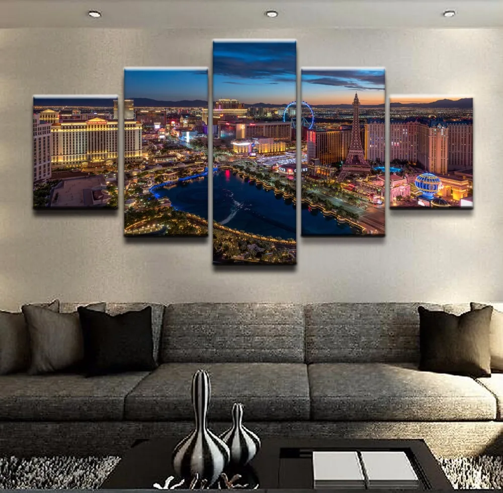 Картина на холсте настенная художественная рамка печатный плакат 5 шт. городской