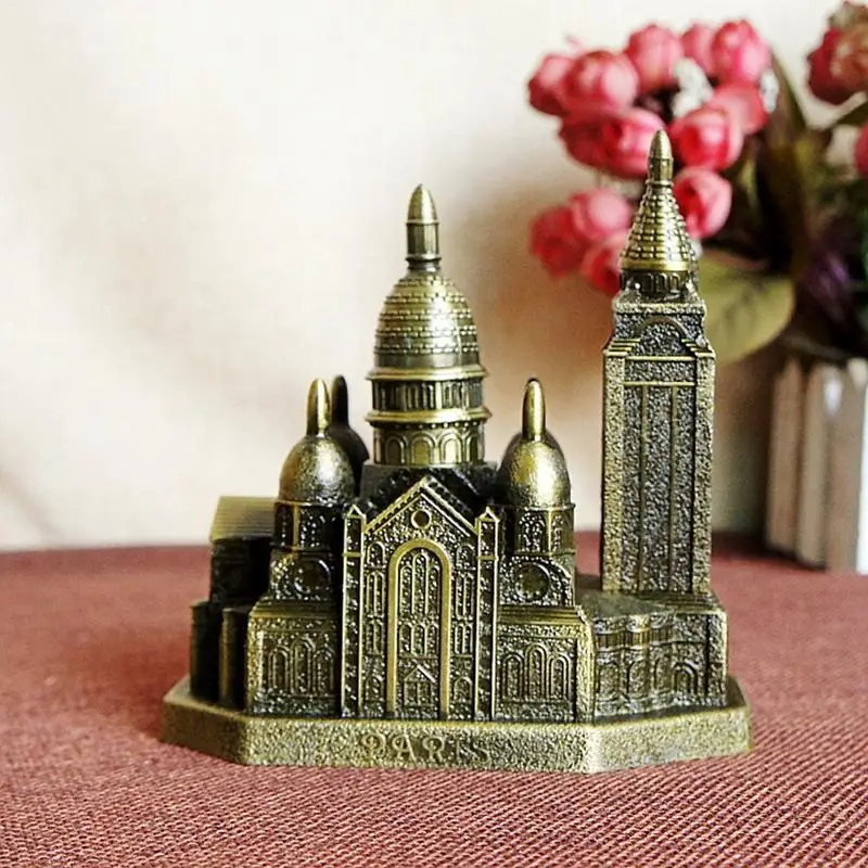 French The Notre Dame De Paris Catholic Church Building Model Metal Ornament Birthday Gifts Souvenirs Statuette Steeplehouse | Дом и сад