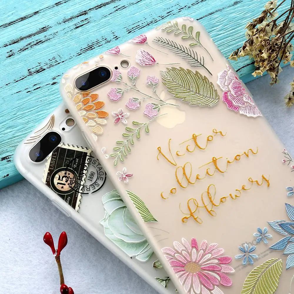 KISSCASE 3D Рельефный цветочный рельефный чехол с цветами для iPhone6s 6 7 8 Plus X XR XS Max задние
