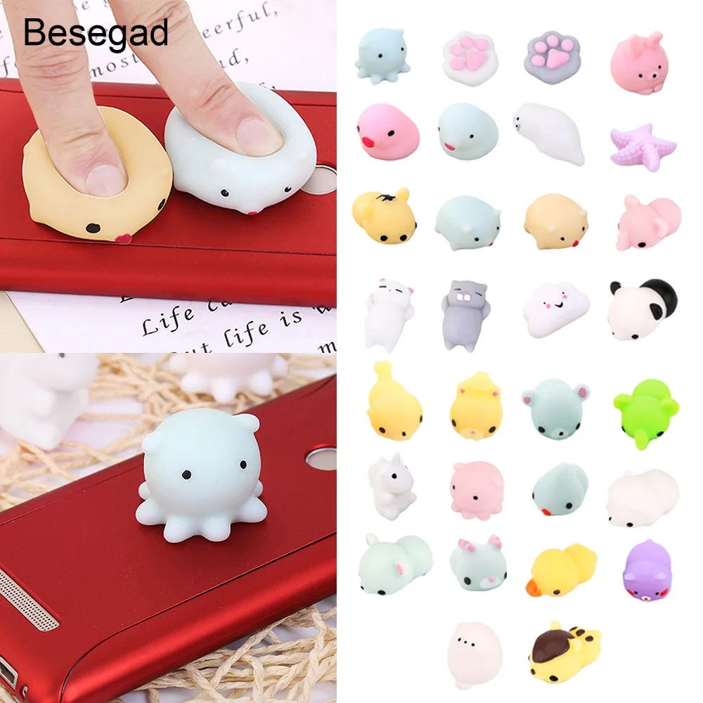 Besegad 30 шт./лот TPR Kawaii Милая кошка панда Медведь Кролик цыпленок Сжимаемый