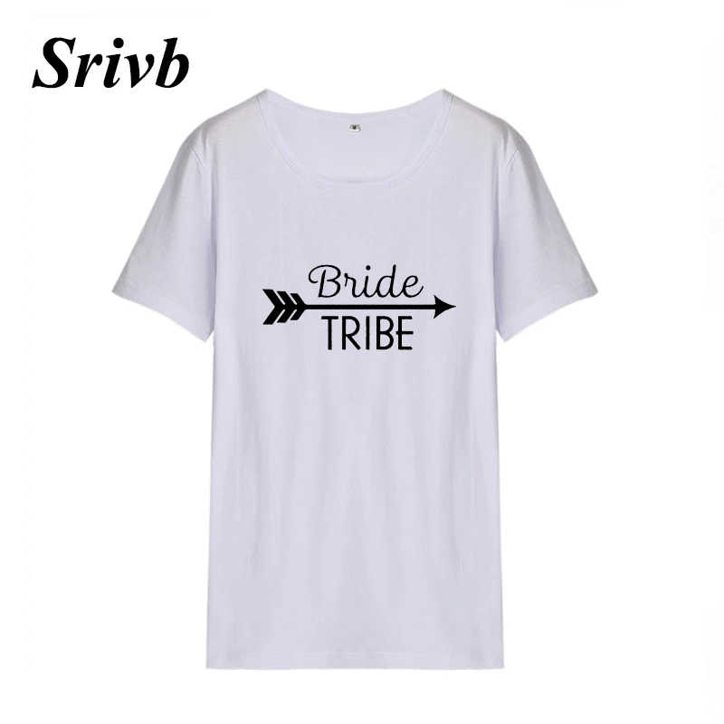 Srivb надпись Bride Tribe графическая женская футболка с круглым вырезом Harajuku большие