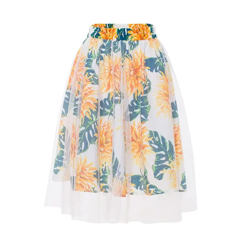 Летняя юбка с цветочным принтом для женщин 2019 Boho Chic белый повседневное модные