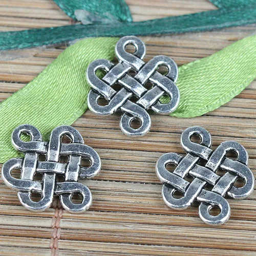 

30pcs Tibetan Silver color Chinese knot artistic symbol charms 17x14mm EF0193