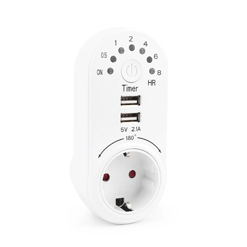 GEU74A - GR Smart Timers Countdown Timer Socket Switch Plug with 2 USB Ports Rotatable socket 3600W LED display | Инструменты