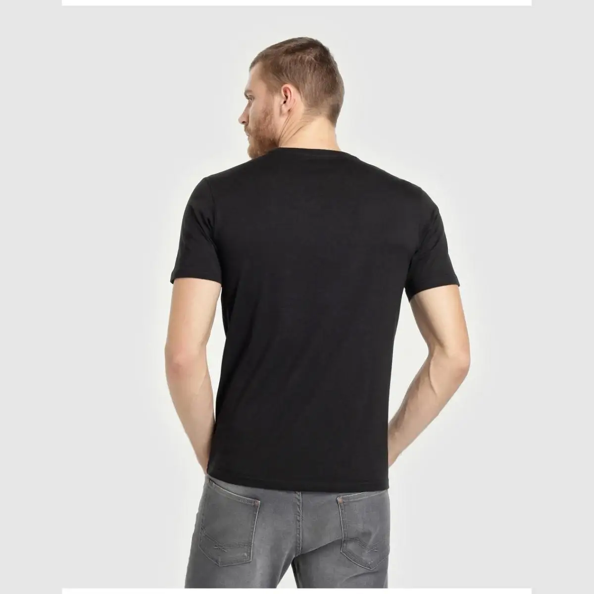 Блок MAN хлопок футболки Короткие SLEEVE T SHIRT шеи пик человек блок органического