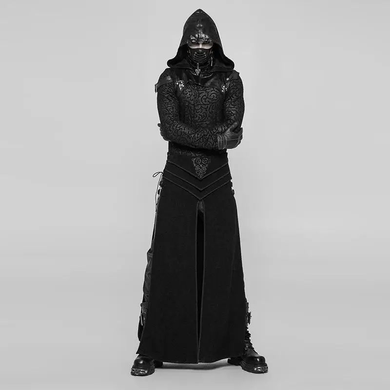 Мужская длинная юбка с Боковым Разрезом в стиле панк WQ 371BQM|Мужские шорты| |