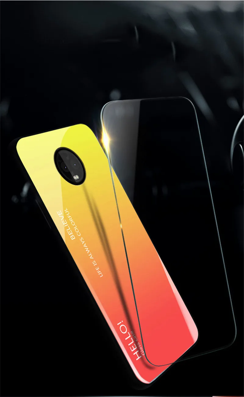 Чехол для Moto G6 XT1925 XT1926 градиентная закаленная стеклянная задняя крышка Aurora Motorola