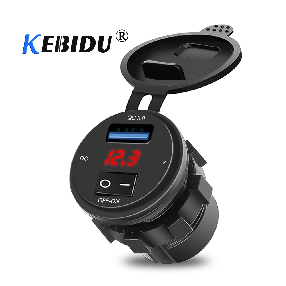 Автомобильное зарядное устройство KEBIDU USB с переключателем светодиодный адаптер