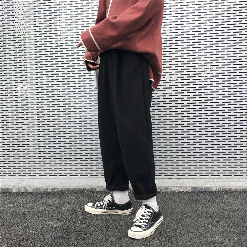 2018 осенние и зимние теплые плотные однотонные шерстяные повседневные штаны