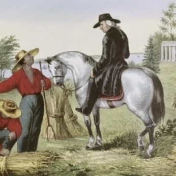 Вашингтон на Маунт-Вернон Currier &amp Ives (1834-1907 американский) плакат печать (18x24) | Дом и