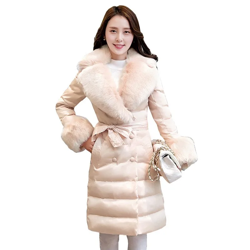 High quality 2019 White duck down 90% Slim Down clothes coat New Korea Ms Winter jacket Warm Fur collar Elegant down Coat Women