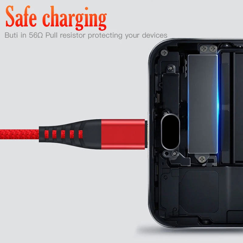 USB кабель для iPhone передачи данных быстрой зарядки нейлоновый Плетеный Micro Type C Samsung