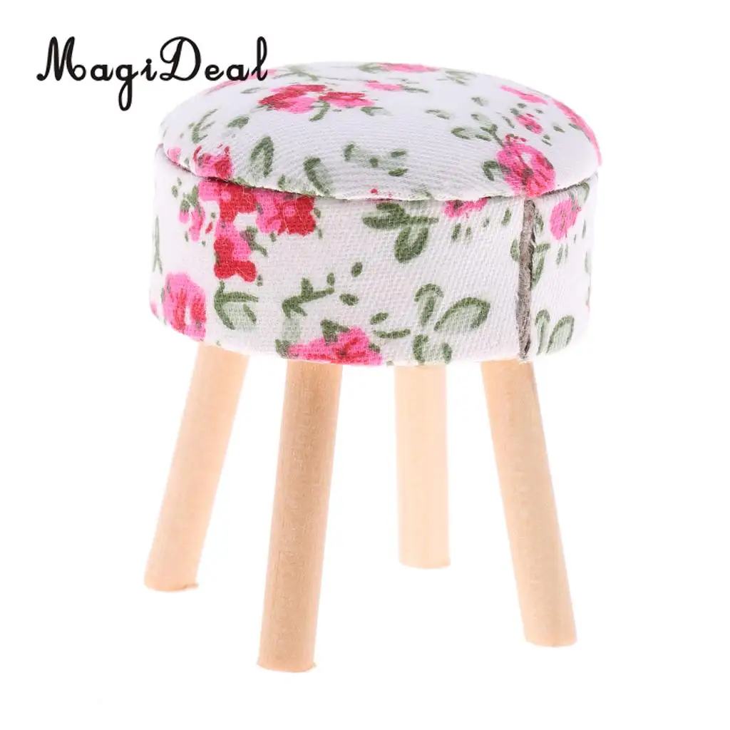 MagiDeal масштаб 1/12 миниатюрная мебель для кукольного домика круглый цветочный стул