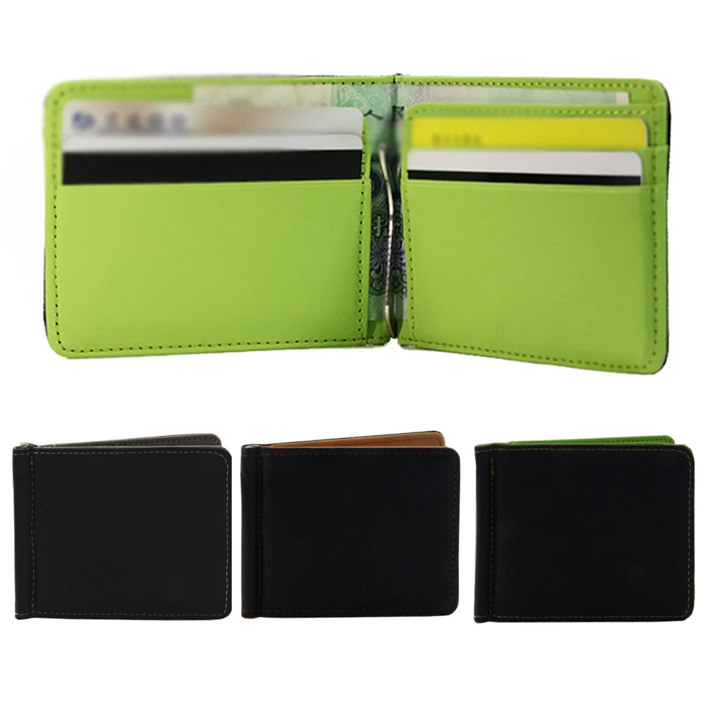 Two-fold contrast color creative clip New men's wallet Slim Solid Male Purses With Clip Cash Holder Card | Багаж и сумки