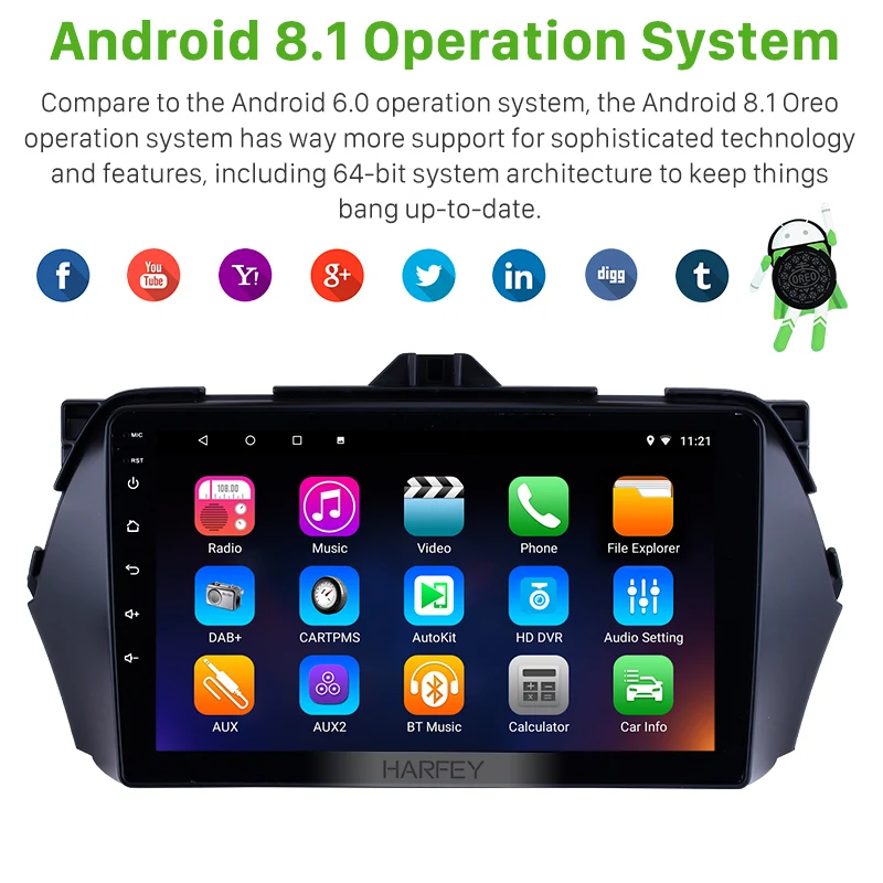 Harfey HD сенсорный экран GPS навигация 9 &quotAndroid 8 1 для 2016 Suzuki Alivio Bluetooth Радио
