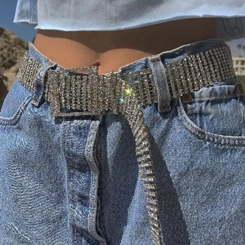 Женский пояс цепочка на талию украшенный кристаллами и бриллиантами Роскошные