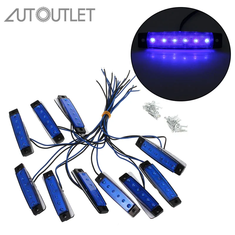 

AUTOUTLET 10 pcs for 12V 6 LED Side Marker Indicators Lights Lamp Truck Trailer Bus Lorry Cab Marker Trailer Marker Lights
