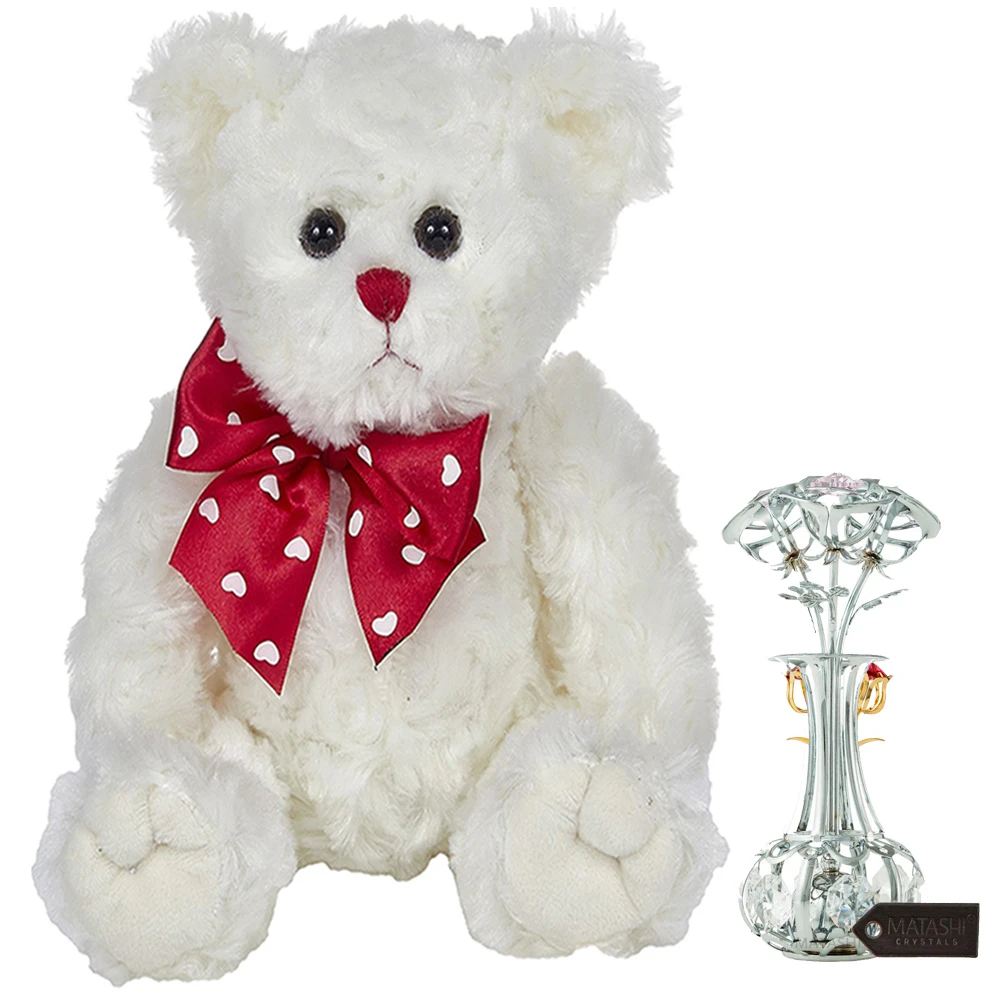 Bearington плюшевый мишка Белый 11 &quot| хромированный Серебряный букет цветов &amp ваза