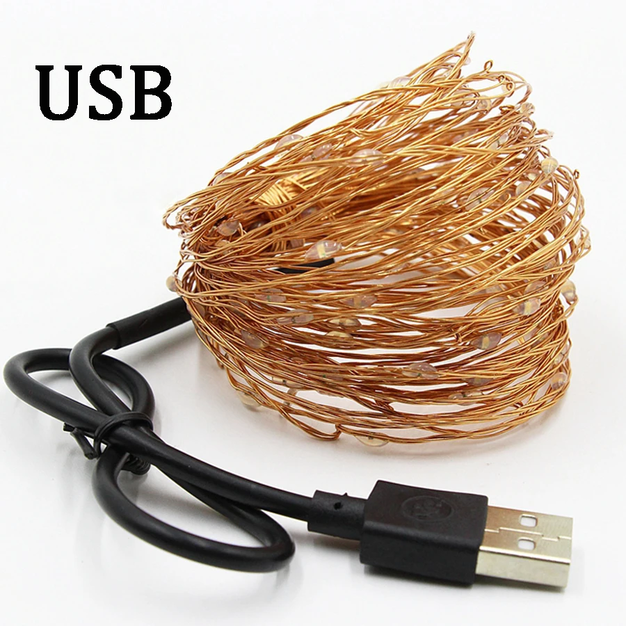 СВЕТОДИОДНЫЙ огни строки 5 V 2 M 10 м 20 USB светодиодный фея серебристо медный провод
