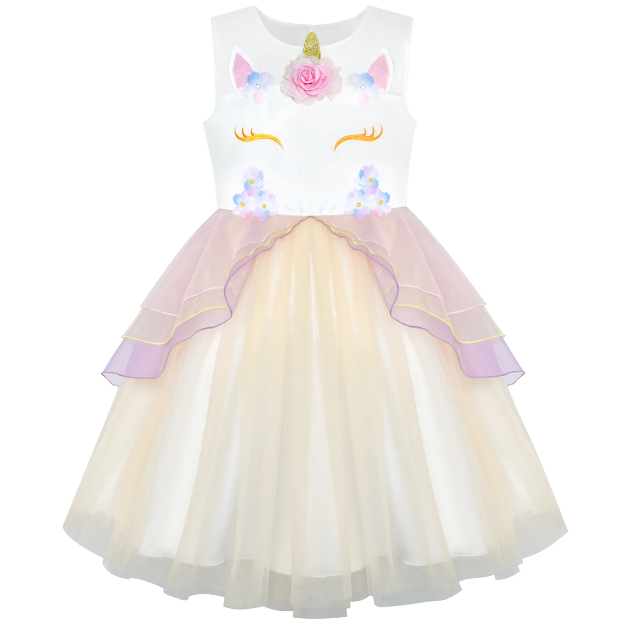 Sunny Fashion платья для девочек платье Румянец Розовый единорог Костюм Косплей