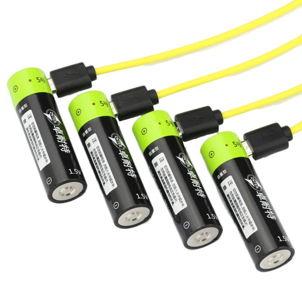 CLAITE 2/4 шт ZNTER 1 5 V 1250mAh USB перезаряжаемая AA Li Po батарея быстрая зарядка литий