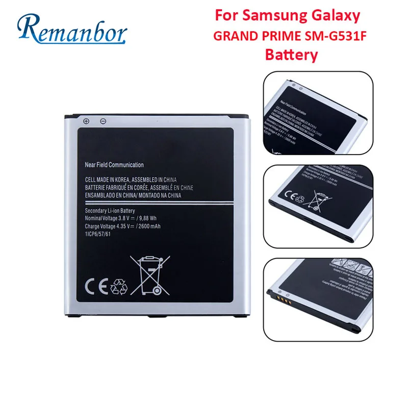 Для samsung Galaxy GRAND PRIME SM G531F аккумулятор 2600 мАч с большой емкостью и длительным