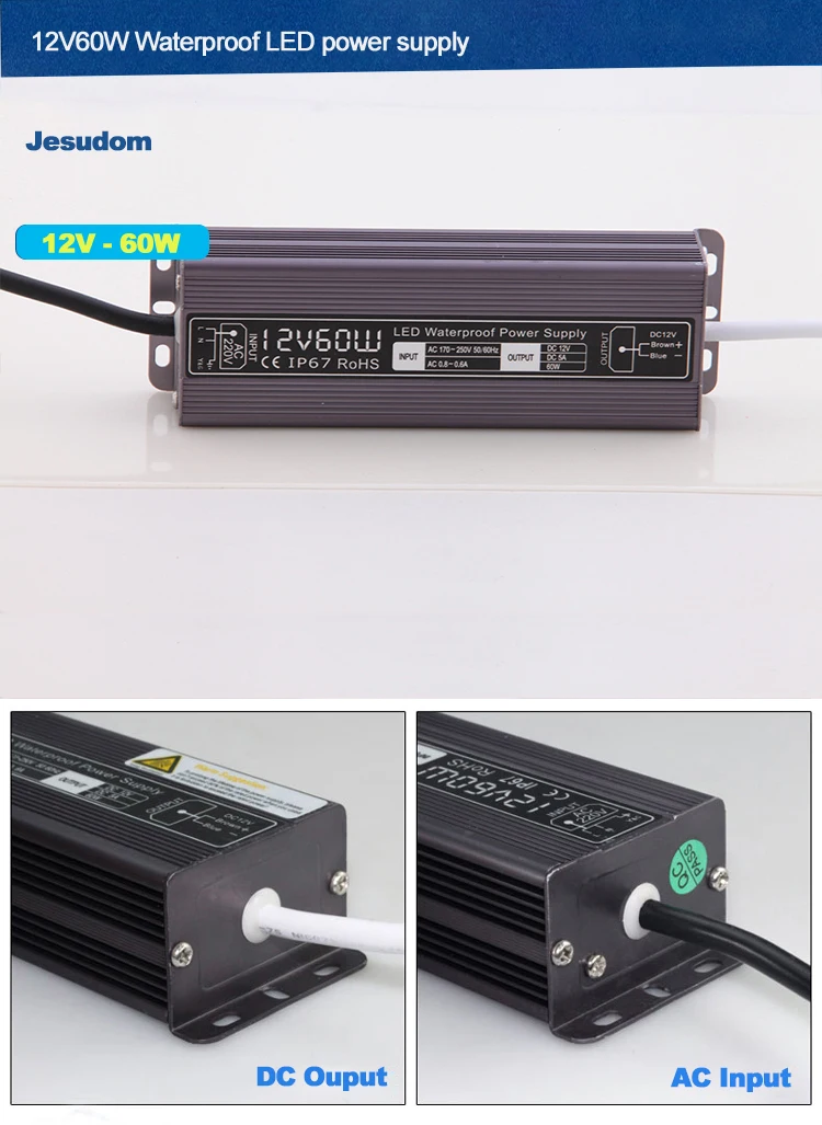Бесплатная Доставка! 80W60W импульсный источник питания с IP67 Водонепроницаемый Открытый AC 110V220V к DC 12V