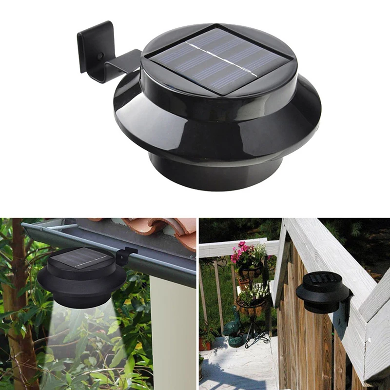 WSFS Hot Solar Energy Sink Lamp 3 LED Fence Light Eaves Street Garden lawn House Number outdoor Black | Освещение