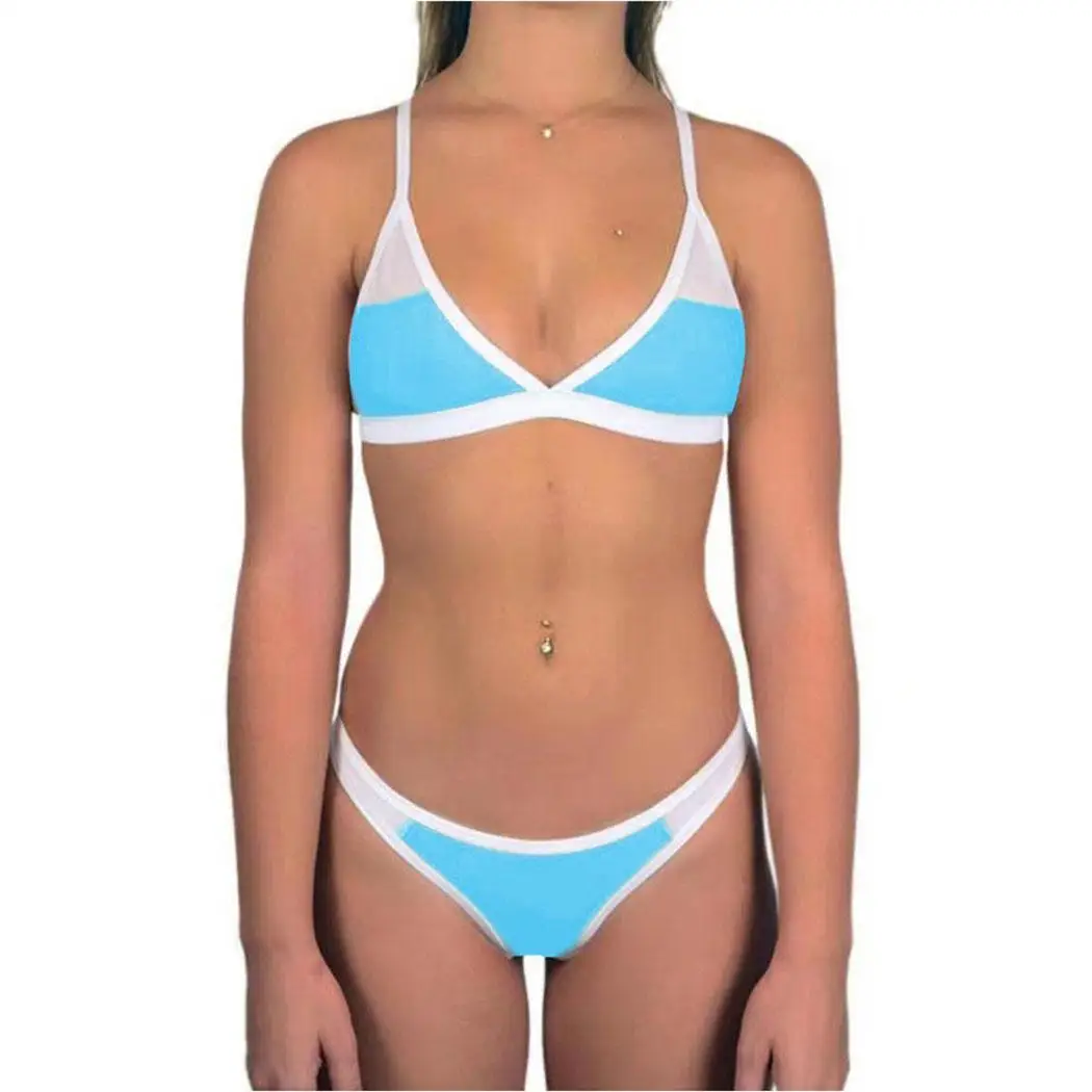 Для женщин летний купальник Push Up комплект бикини купальный эластичный пляжная