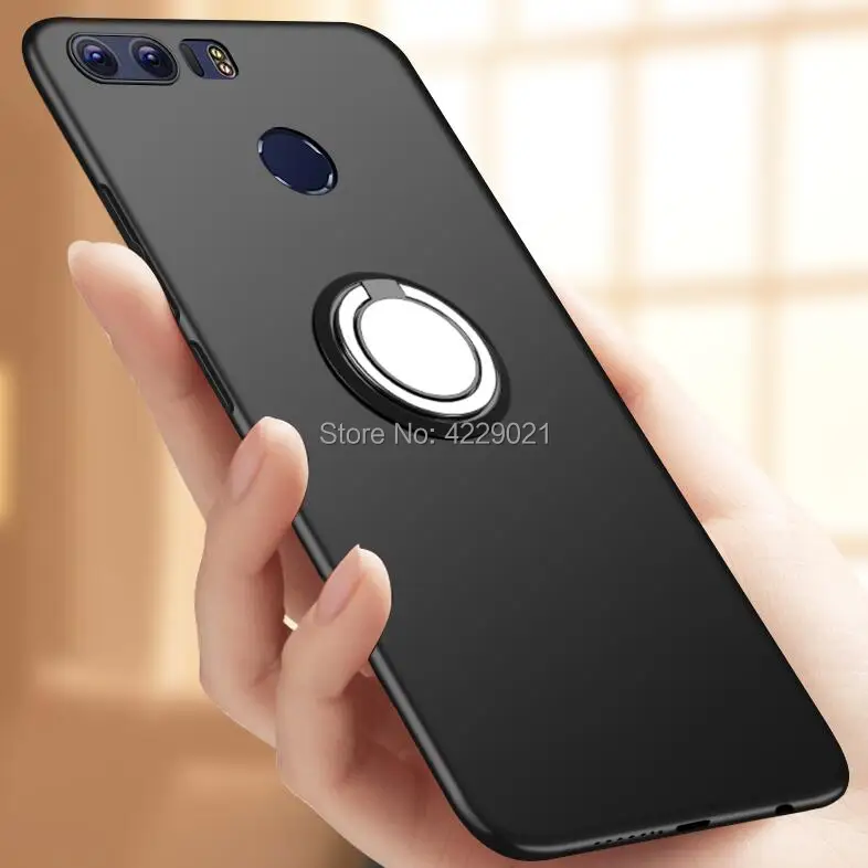 Роскошный силиконовый чехол для Huawei Honor 8 с магнитным металлическим кольцом