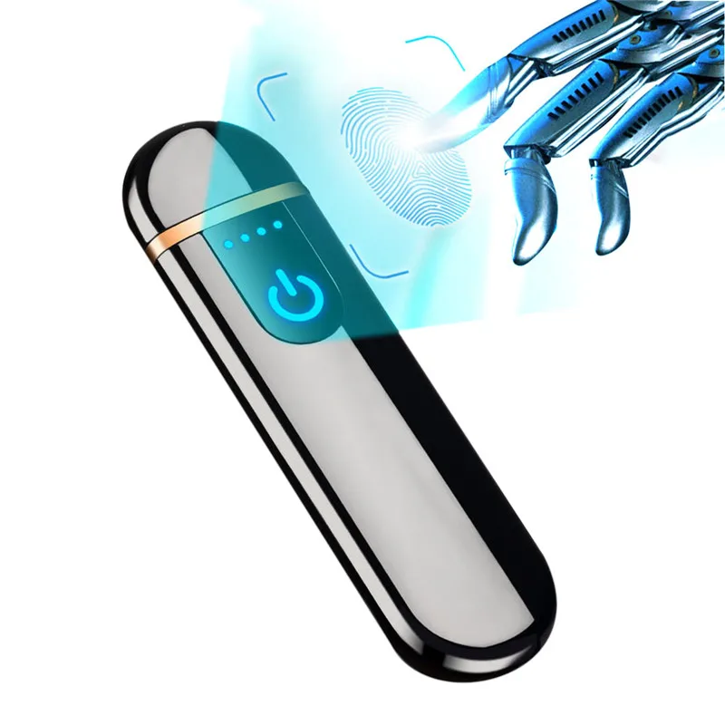 Мини зажигалка с защитой от отпечатков пальцев USB ветрозащитная беспламенная