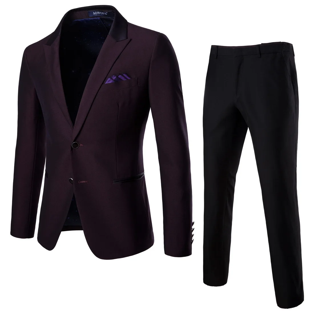 Suit Men's Quality Business Casual Trousers 2 Sets Of Purple Red Groom Best Man Wedding XF014 | Мужская одежда