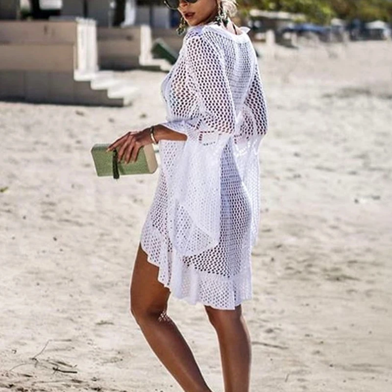 Летний женский купальник бикини накидка пляжная одежда кафтан свободное