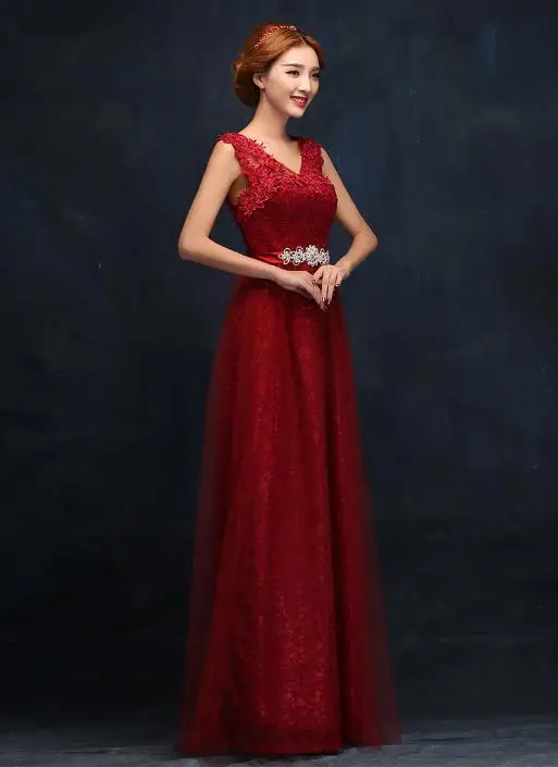 BANVASAC Elegant Sequined V Neck Lace Appliques A Line Long Evening Dresses Party Crystal Sash Backless Prom Gowns | Свадьбы и