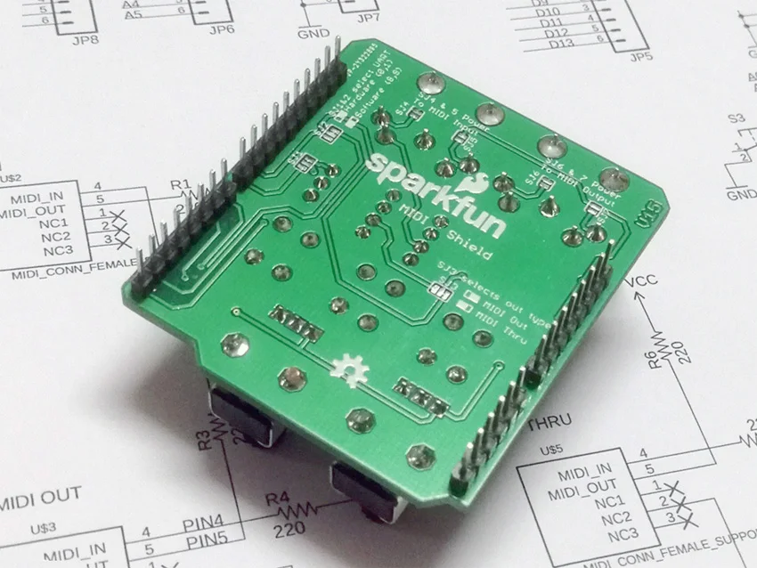 Плата коммутационная SparkFun миди щит модуль инструмент цифровой интерфейс адаптер