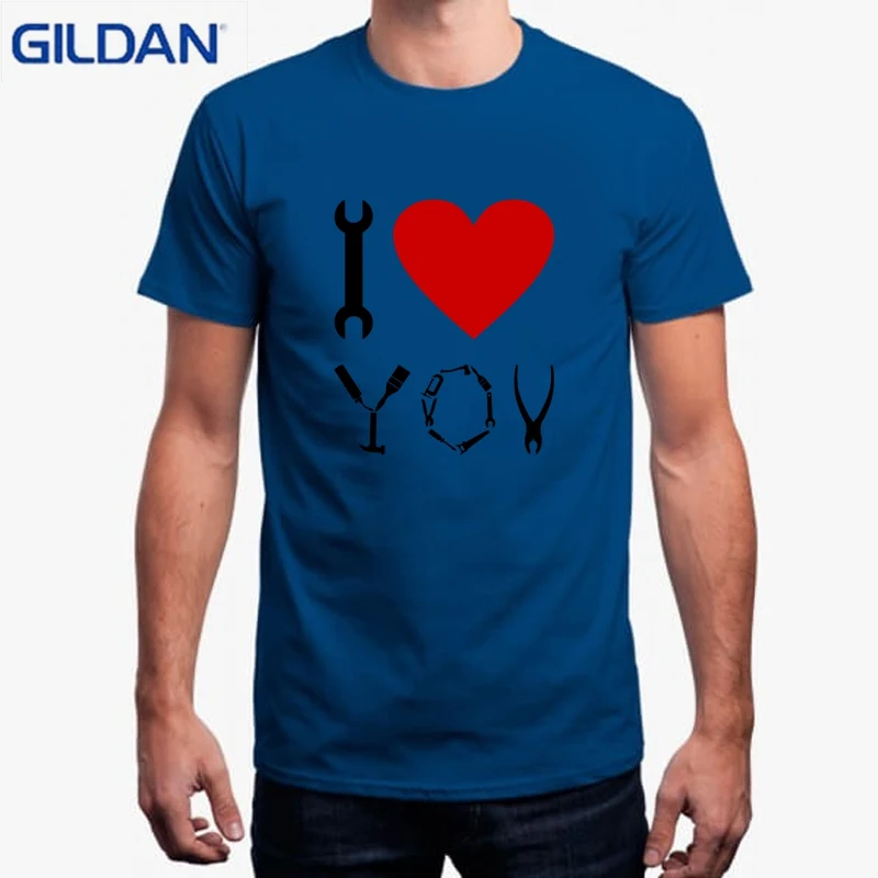Забавная футболка с принтом для Для мужчин короткие Camisetas Bordadas я люблю Diy Футболка