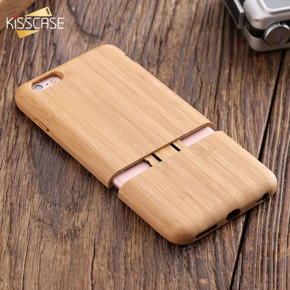 Чехол KISSCASE из натурального дерева для iPhone 5S 6 6s 7 Plus Hybrid 2 в 1 винтажные чехлы