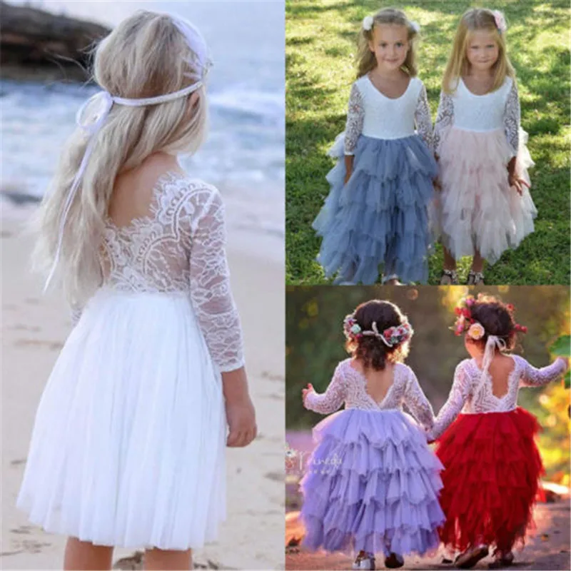 Girls Dress 2019 Summer Backless Teenage Party Unicorn Princess Children Costume For Kids Clothes Pink Red Blue 2-6T | Детская одежда и