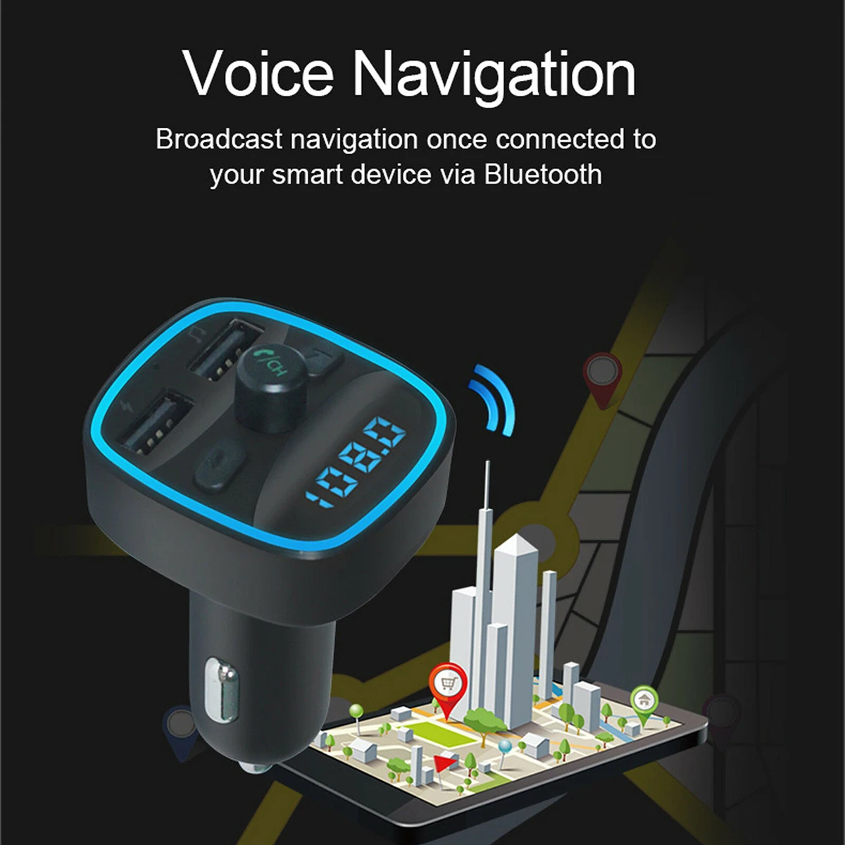 Беспроводной Bluetooth 5 0 MP3-плеер fm-передатчик двойной USB Автомобильное зарядное