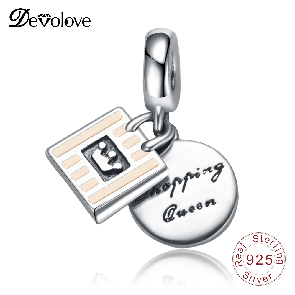 Devolove 925 стерлингового серебра королева шоппинга сумка кулон Бусины fit Pandora