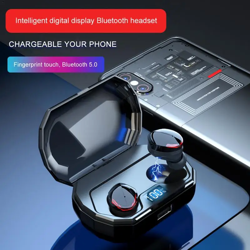 Цифровой дисплей TWS R10 Bluetooth наушники 5 0 гарнитура Беспроводные бинауральные 15