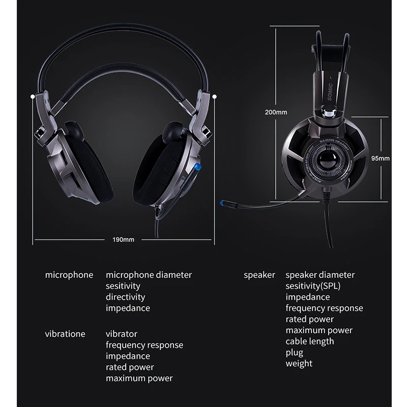 Игровая Гарнитура Somic G954 с вибрацией игровые наушники 7 1 виртуального