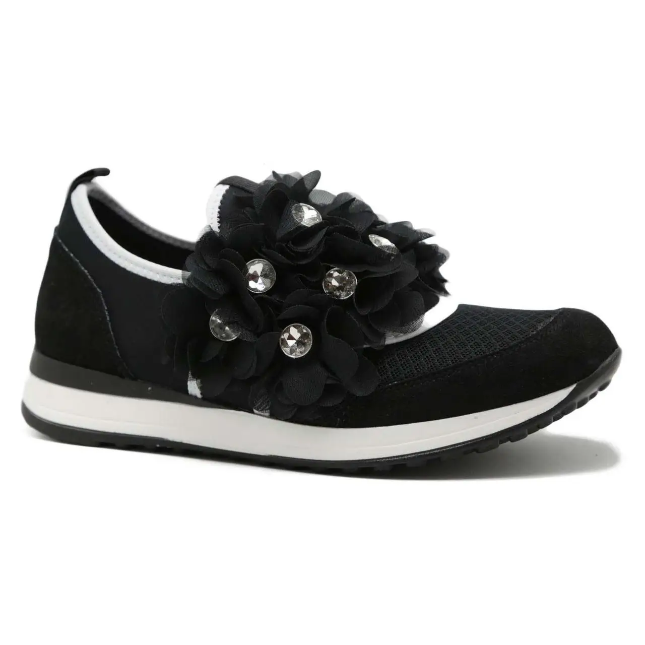 FRANCESCO MILANO WOMAN SYNTHETIC LOW JOGGING с черными цветами для женщин MILANO.|Женские кроссовки и