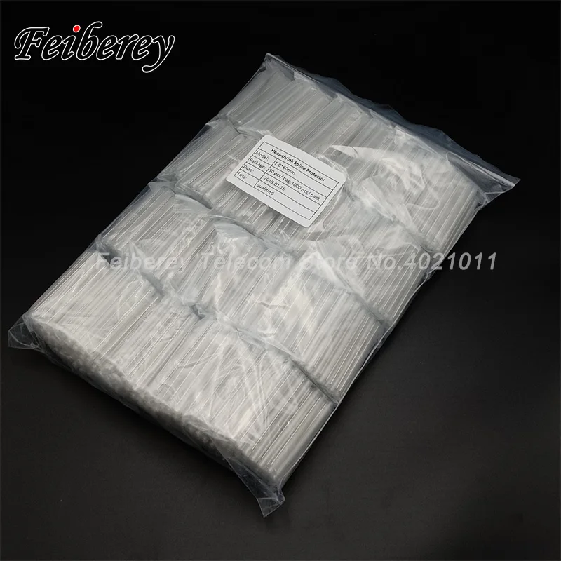 1000pcs/lot 60mm FTTH Fiber Optic Fusion Splice Protection Sleeves with Dual / Two Pins for Drop Cable Heat Shrinkable Tube