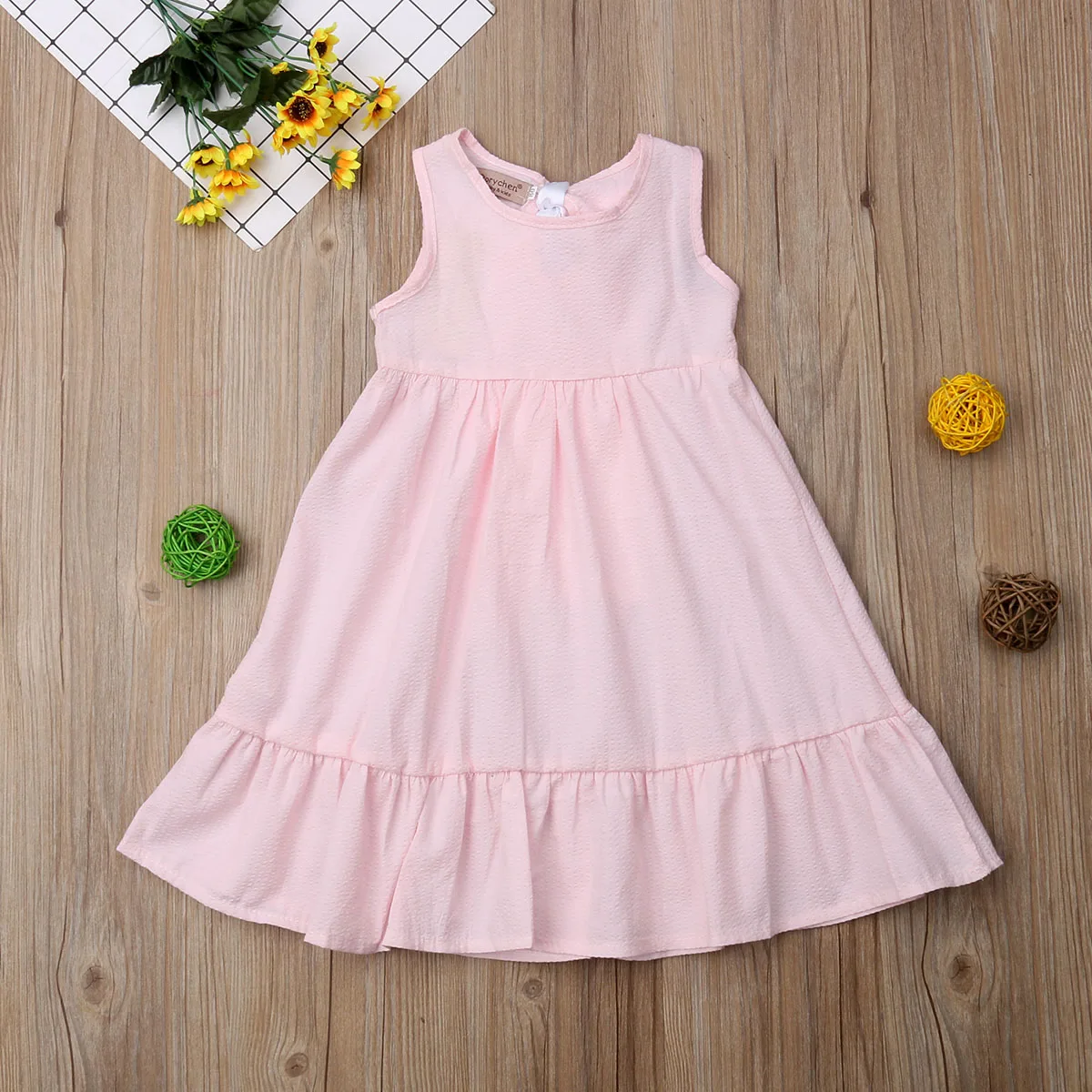 2-7Years Baby Girls Costume Sleeveless Dress Party Long Outfit With Bow Dresses | Детская одежда и обувь